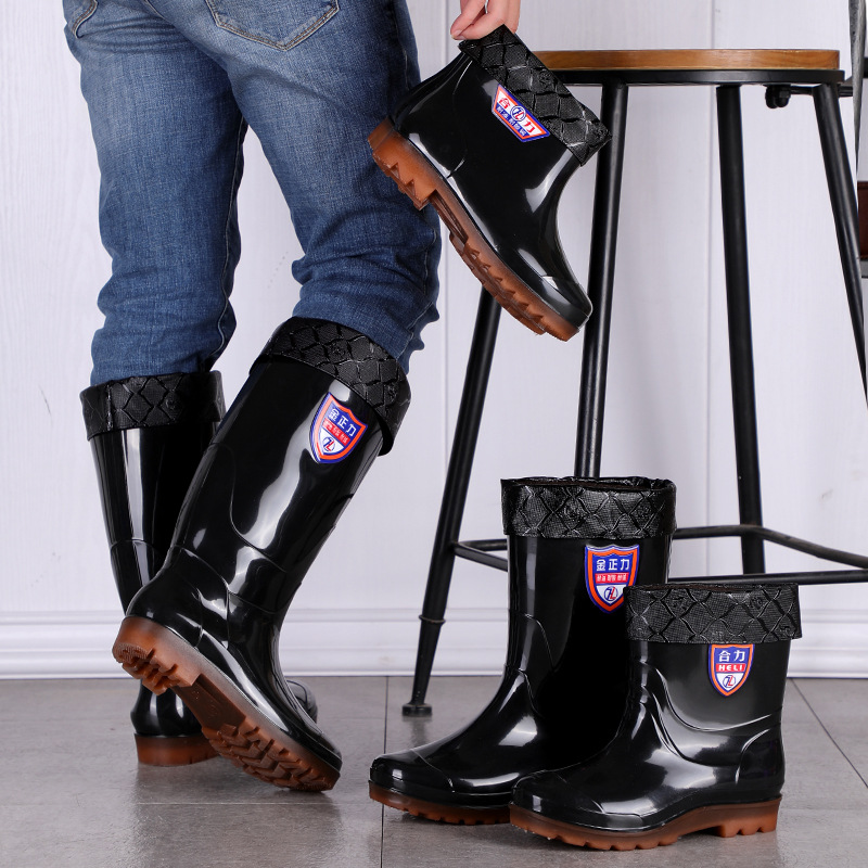 Add Knee-High Rain Boots PVC Material Black Men's Industrial Rain Boots Outdoor Rain Boots Factory Direct Supply Add Knee-High Rain Boots PVC Material Black Men's Industrial Rain Boots Outdoor Rain Boots Factory Direct Supply