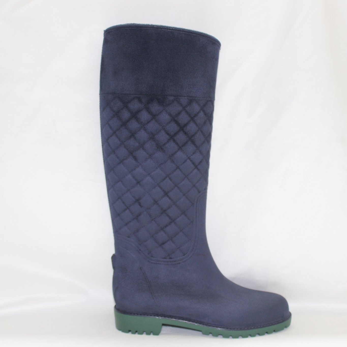 909 shen zang qing se Flocking Knee-High Rain Boots
