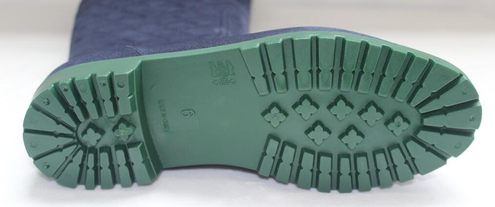 909 shen zang qing se Flocking Knee-High Rain Boots