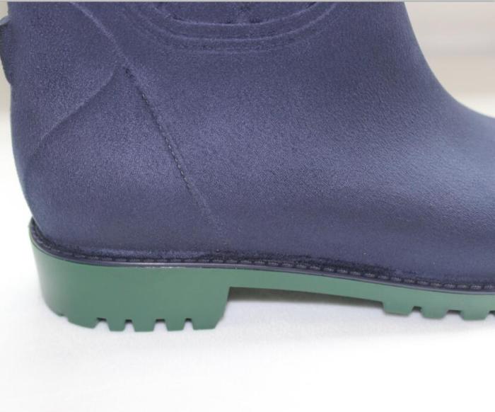 909 shen zang qing se Flocking Knee-High Rain Boots