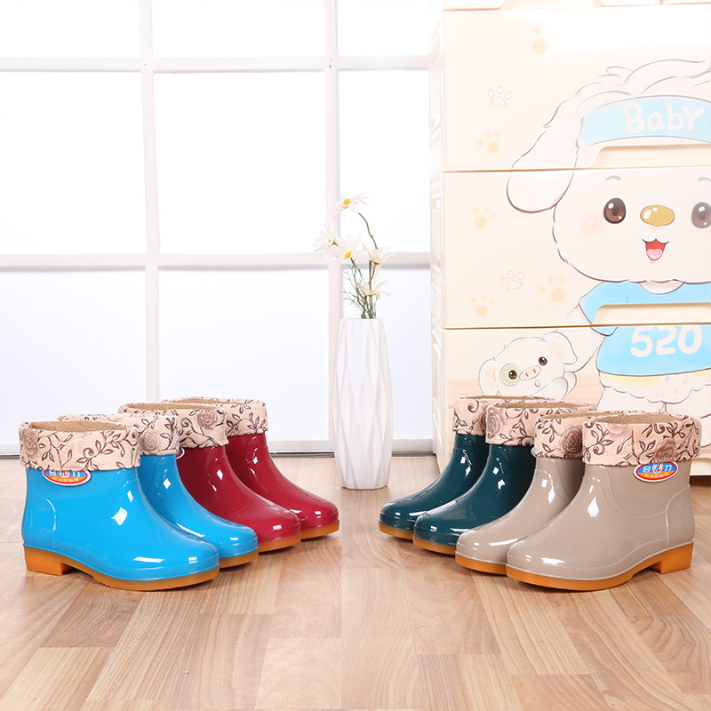 Low-Cut Winter Thermal Rain Boots Women&#039;s Four Seasons Low-Top Rain Boots Non-Slip Waterproof Shoes Construction Site Labor Protection Shoes Women&#039;s Rain Boots