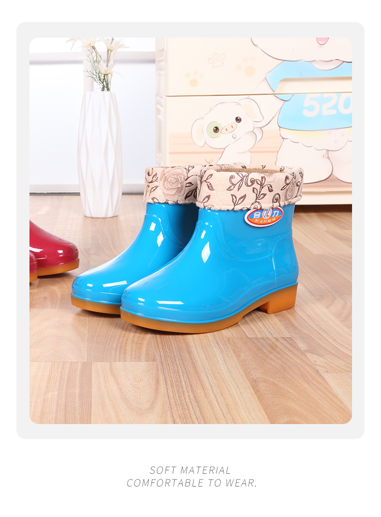 Low-Cut Winter Thermal Rain Boots Women's Four Seasons Low-Top Rain Boots Non-Slip Waterproof Shoes Construction Site Labor Protection Shoes Women's Rain Boots