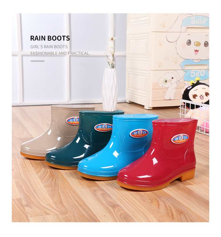 Low-Cut Winter Thermal Rain Boots Women's Four Seasons Low-Top Rain Boots Non-Slip Waterproof Shoes Construction Site Labor Protection Shoes Women's Rain Boots