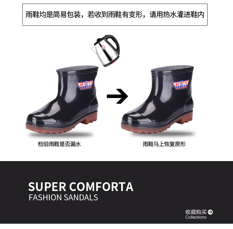 Low-Cut Winter Thermal Rain Boots Women's Four Seasons Low-Top Rain Boots Non-Slip Waterproof Shoes Construction Site Labor Protection Shoes Women's Rain Boots