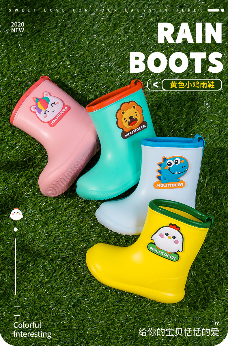 Xiaolumili Children's Rain Boots 1-6 Years Old Baby Cute Cartoon Animal Waterproof Odorless Rain Boots Baby Rain Shoes