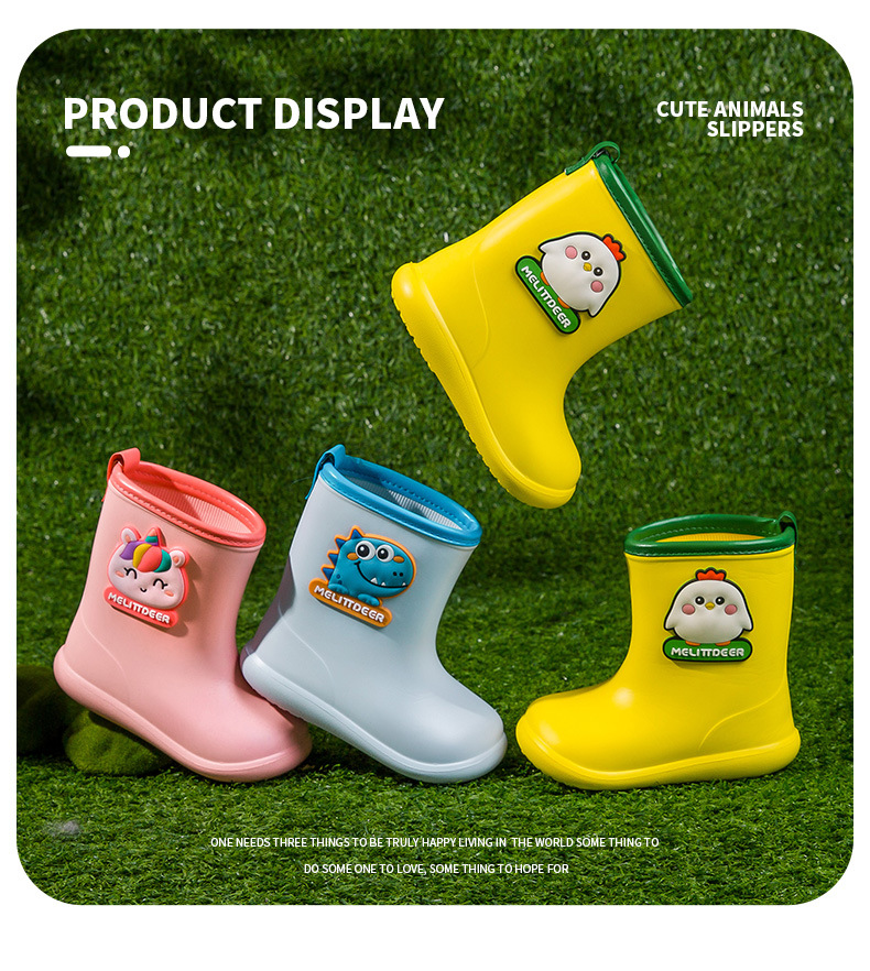 Xiaolumili Children's Rain Boots 1-6 Years Old Baby Cute Cartoon Animal Waterproof Odorless Rain Boots Baby Rain Shoes