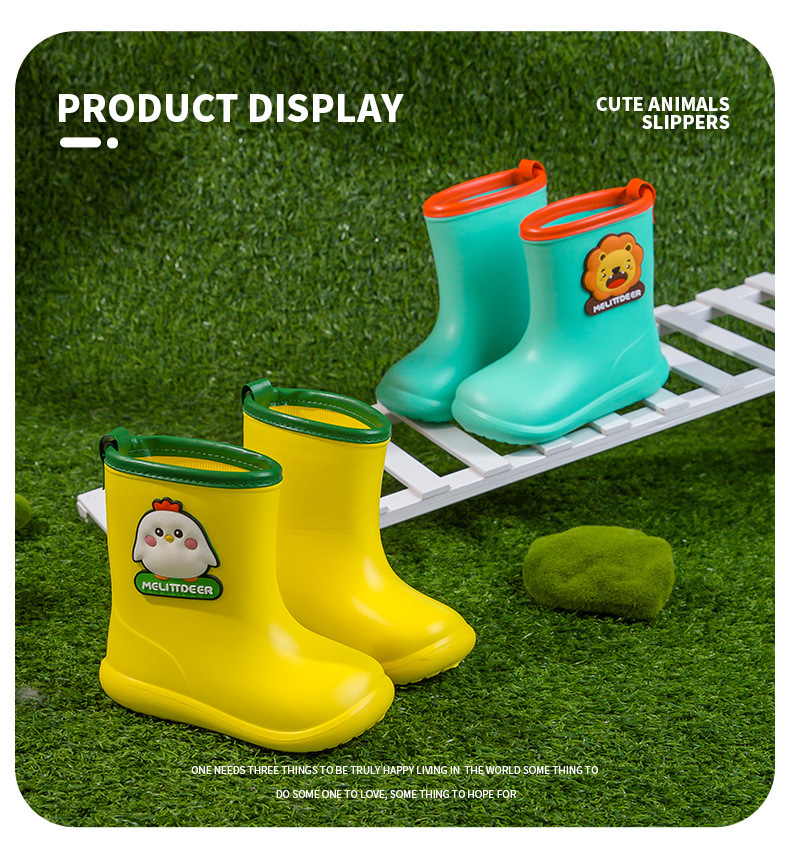 Xiaolumili Children's Rain Boots 1-6 Years Old Baby Cute Cartoon Animal Waterproof Odorless Rain Boots Baby Rain Shoes
