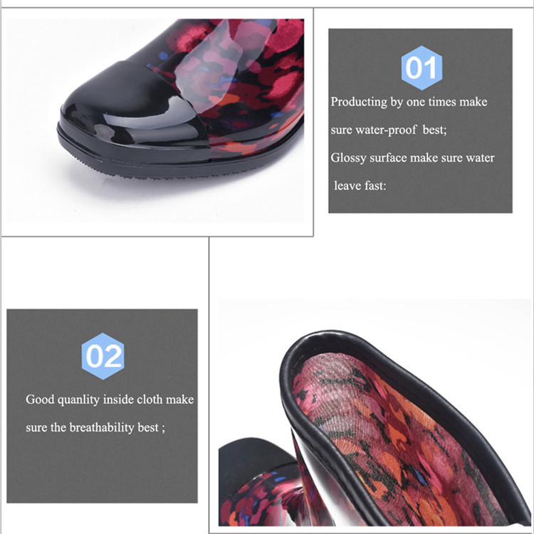 European and American Rain Shoes One-Piece Mid-Calf Rubber Boots Pattern Rain Boots Women's Rain Boots Outer Wear Cross-Border PVC