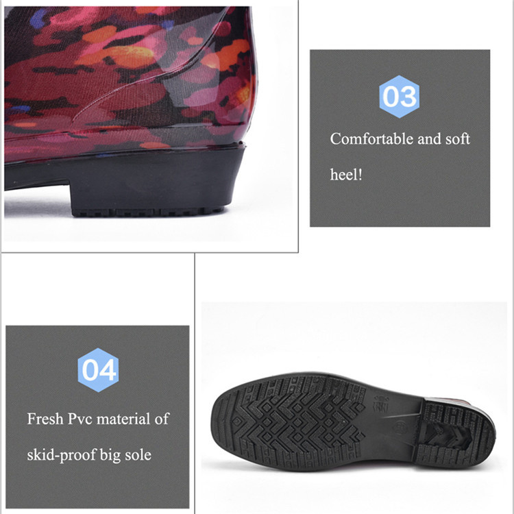 European and American Rain Shoes One-Piece Mid-Calf Rubber Boots Pattern Rain Boots Women's Rain Boots Outer Wear Cross-Border PVC