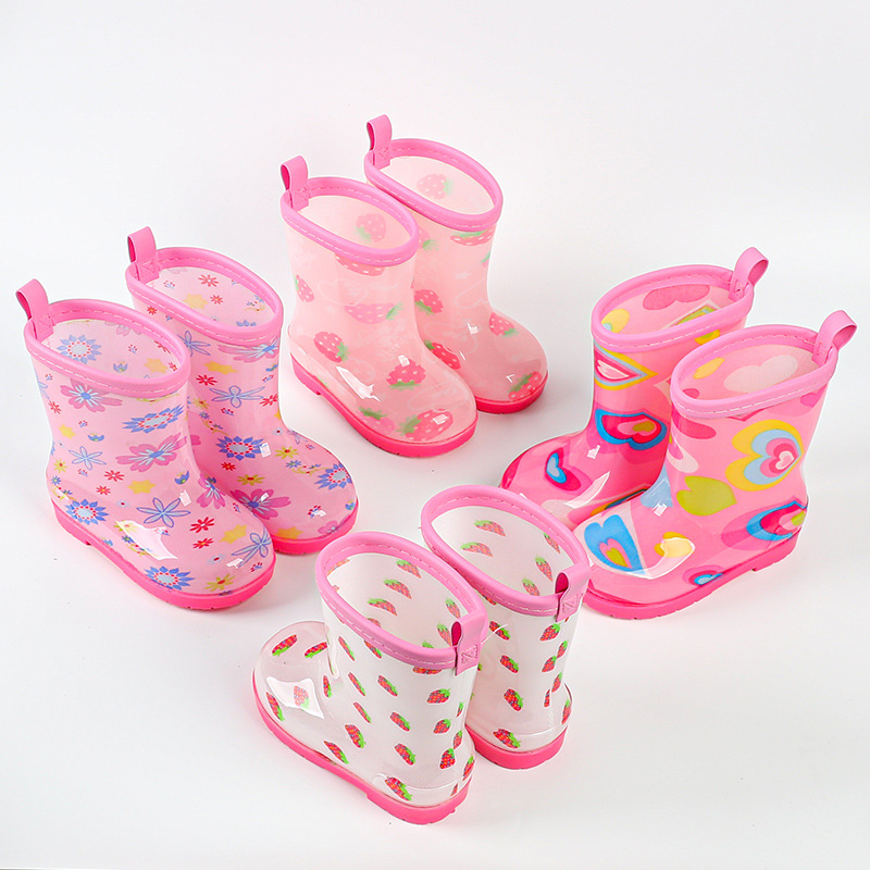 Crystal Stylish Korean Style Children&#039;s Rain Boots Girls&#039; Cute Baby Rain Boots Anti-Slip Rain Boots Rubber Shoes Export Spot