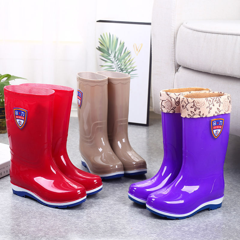 Knee-High Rain Boots Women&#039;s Korean-Style Rain Boots Fashion Rain Boots Women&#039;s Waterproof Warm Rain Boots Four Seasons Non-Slip Oil-Resistant Rain Boots