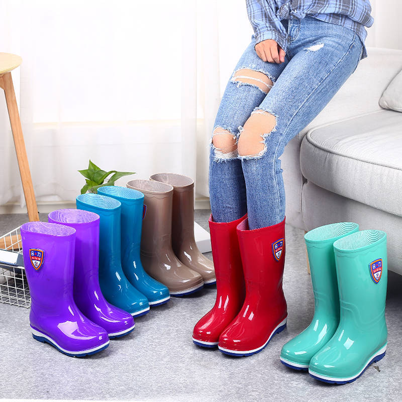 Knee-High Rain Boots Women&#039;s Korean-Style Rain Boots Fashion Rain Boots Women&#039;s Waterproof Warm Rain Boots Four Seasons Non-Slip Oil-Resistant Rain Boots