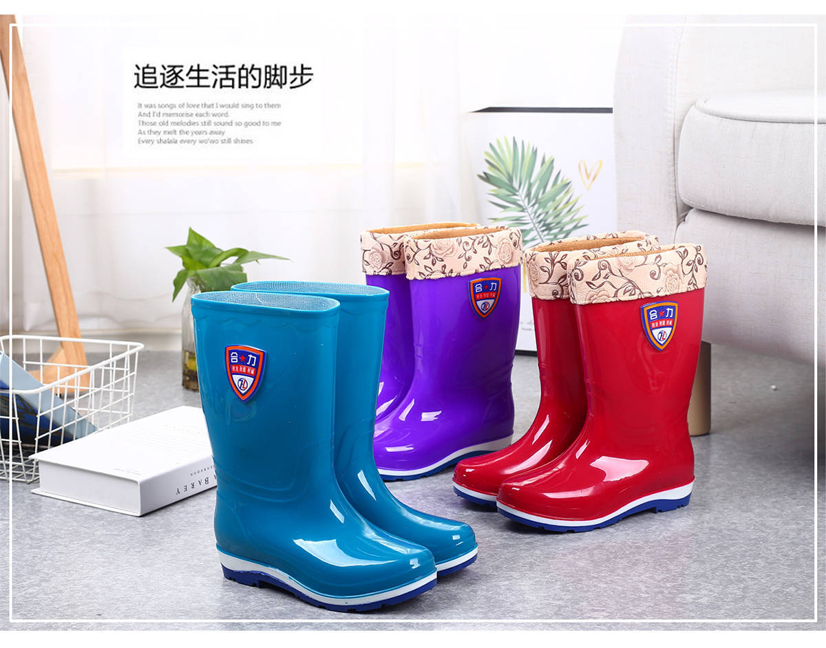 Knee-High Rain Boots Women's Korean-Style Rain Boots Fashion Rain Boots Women's Waterproof Warm Rain Boots Four Seasons Non-Slip Oil-Resistant Rain Boots