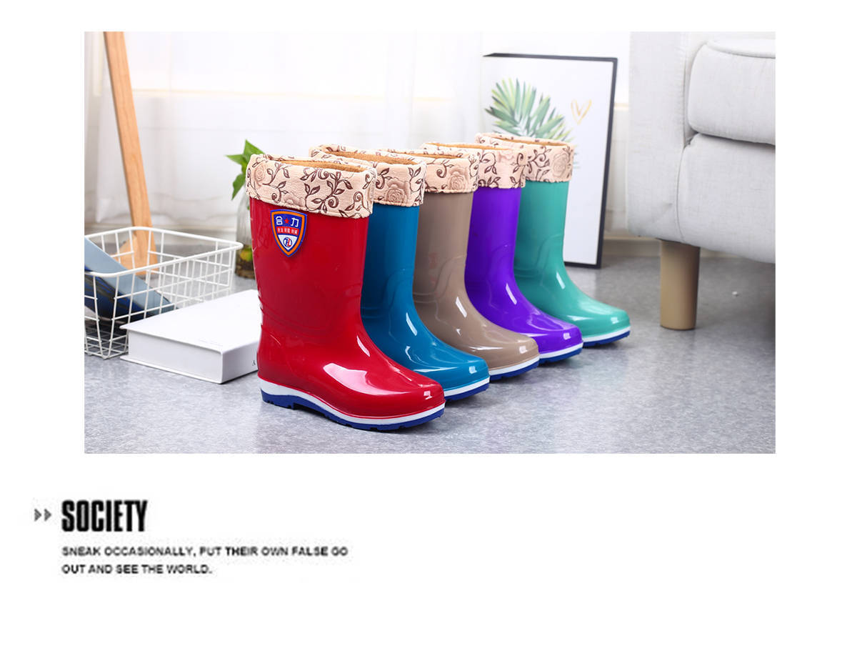 Knee-High Rain Boots Women's Korean-Style Rain Boots Fashion Rain Boots Women's Waterproof Warm Rain Boots Four Seasons Non-Slip Oil-Resistant Rain Boots