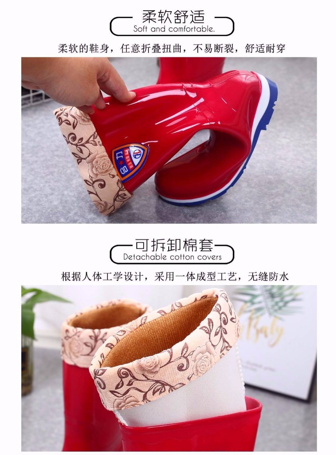 Knee-High Rain Boots Women's Korean-Style Rain Boots Fashion Rain Boots Women's Waterproof Warm Rain Boots Four Seasons Non-Slip Oil-Resistant Rain Boots