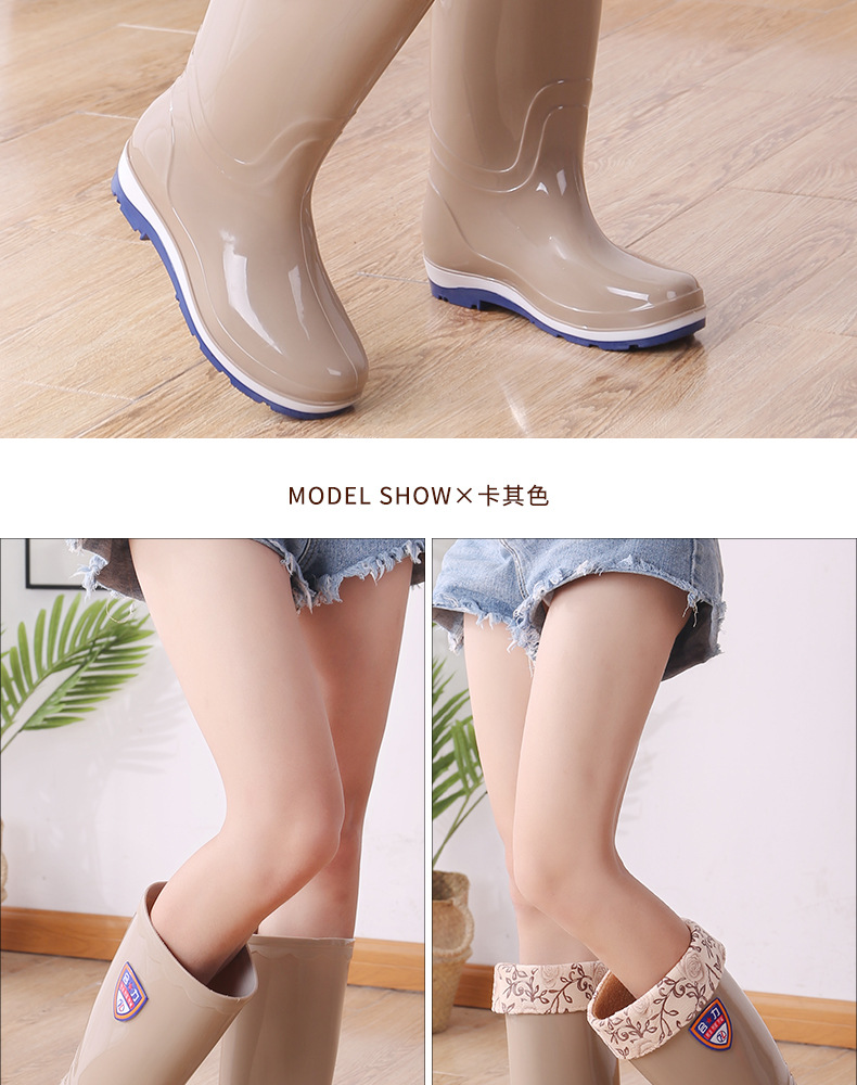 Knee-High Rain Boots Women's Korean-Style Rain Boots Fashion Rain Boots Women's Waterproof Warm Rain Boots Four Seasons Non-Slip Oil-Resistant Rain Boots
