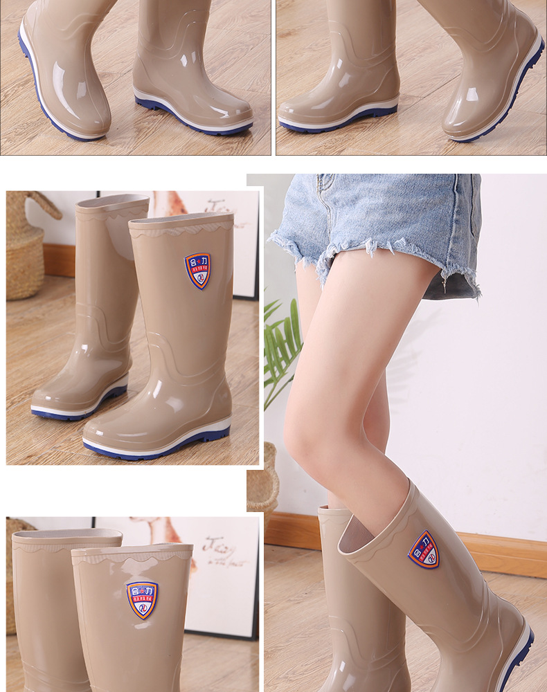 Knee-High Rain Boots Women's Korean-Style Rain Boots Fashion Rain Boots Women's Waterproof Warm Rain Boots Four Seasons Non-Slip Oil-Resistant Rain Boots