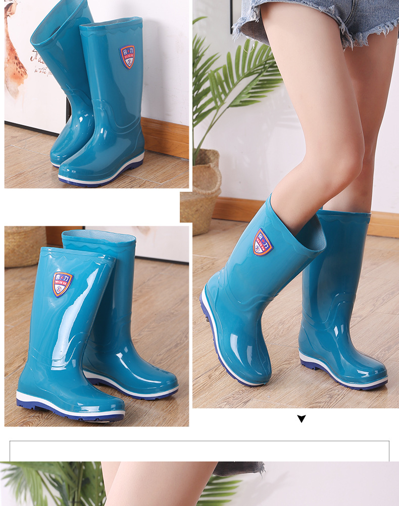Knee-High Rain Boots Women's Korean-Style Rain Boots Fashion Rain Boots Women's Waterproof Warm Rain Boots Four Seasons Non-Slip Oil-Resistant Rain Boots