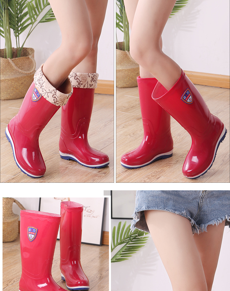Knee-High Rain Boots Women's Korean-Style Rain Boots Fashion Rain Boots Women's Waterproof Warm Rain Boots Four Seasons Non-Slip Oil-Resistant Rain Boots