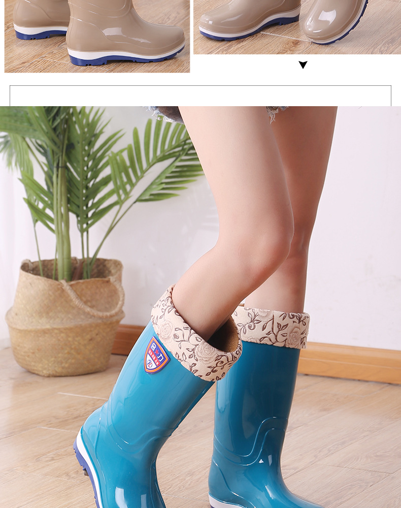 Knee-High Rain Boots Women's Korean-Style Rain Boots Fashion Rain Boots Women's Waterproof Warm Rain Boots Four Seasons Non-Slip Oil-Resistant Rain Boots