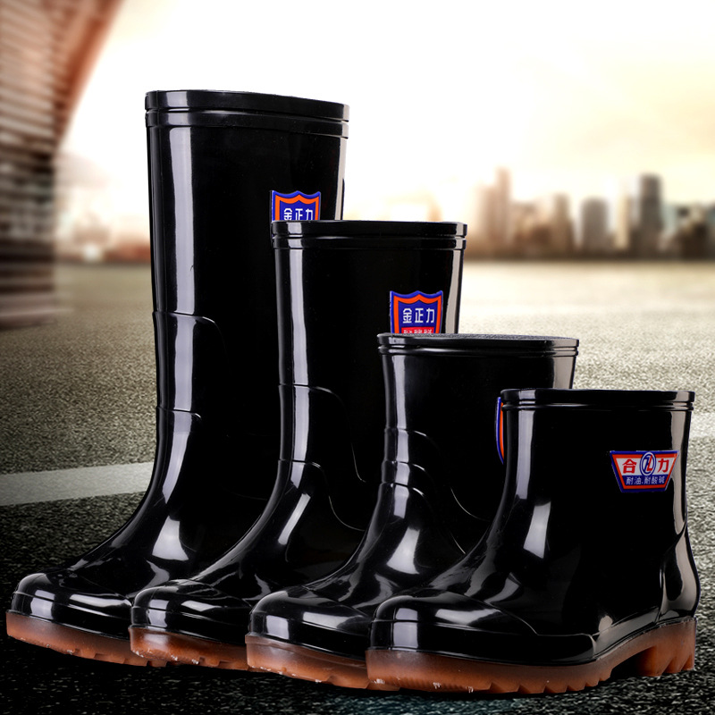 Low Mid-High Tube Men&#039;s Thick Heel Rain Boots PVC Outdoor Rain Boots Black Rain Boots Spot Supply Wholesale