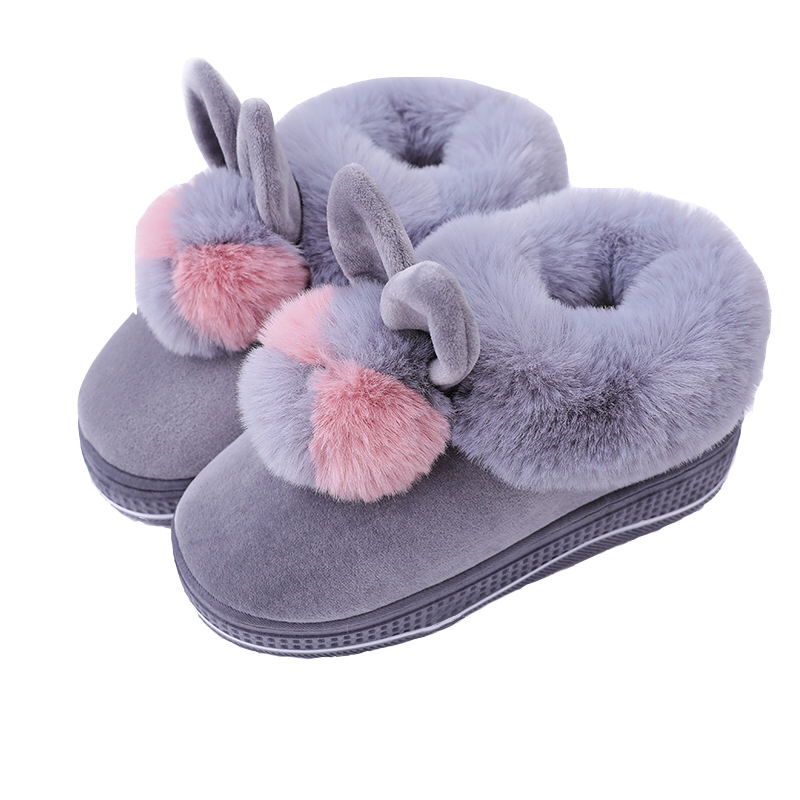 Winter 2020 cotton-padded shoes for girls with high heels and thick soles; indoor household anti-slip wool balls; household plush warm moon shoes Winter 2020 cotton-padded shoes for girls with high heels and thick soles; indoor household anti-slip wool balls; household plush warm moon shoes