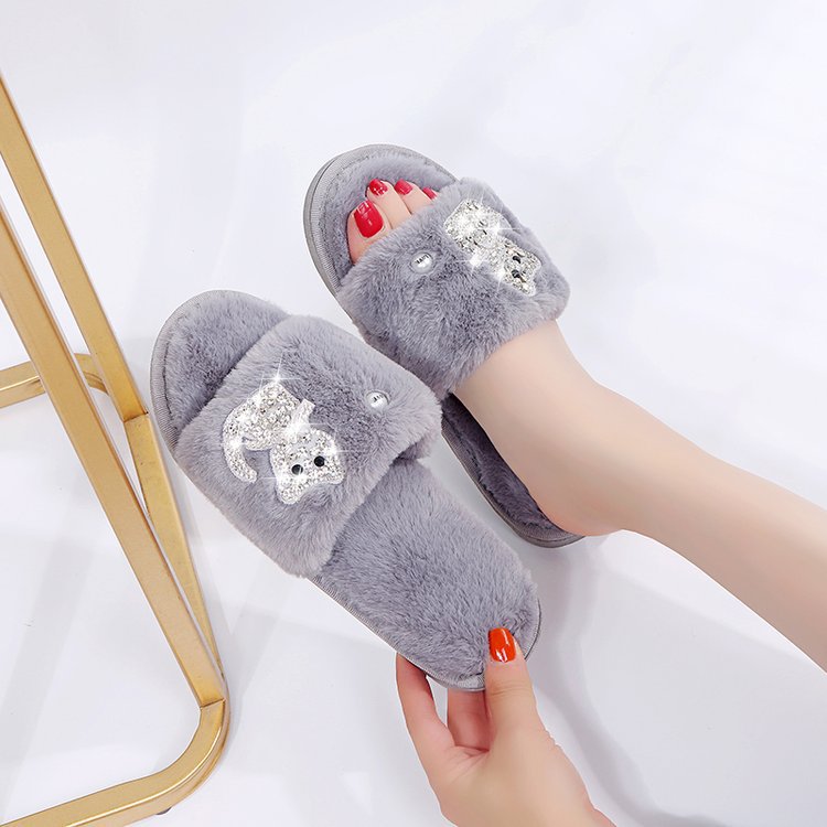 Cotton Slippers Women&#039;s Ins Couple&#039;s Home Non-Slip Warm Plush Cotton-Padded Shoes Cute Cat Student Korean Style
