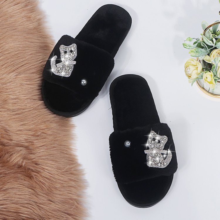 Cotton Slippers Women&#039;s Ins Couple&#039;s Home Non-Slip Warm Plush Cotton-Padded Shoes Cute Cat Student Korean Style