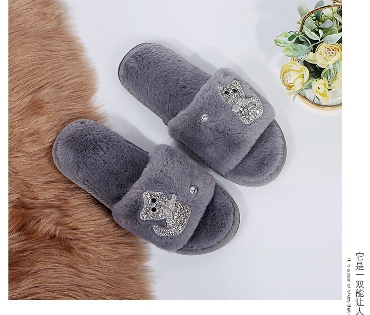 Cotton Slippers Women's Ins Couple's Home Non-Slip Warm Plush Cotton-Padded Shoes Cute Cat Student Korean Style Cotton Slippers Women's Ins Couple's Home Non-Slip Warm Plush Cotton-Padded Shoes Cute Cat Student Korean Style