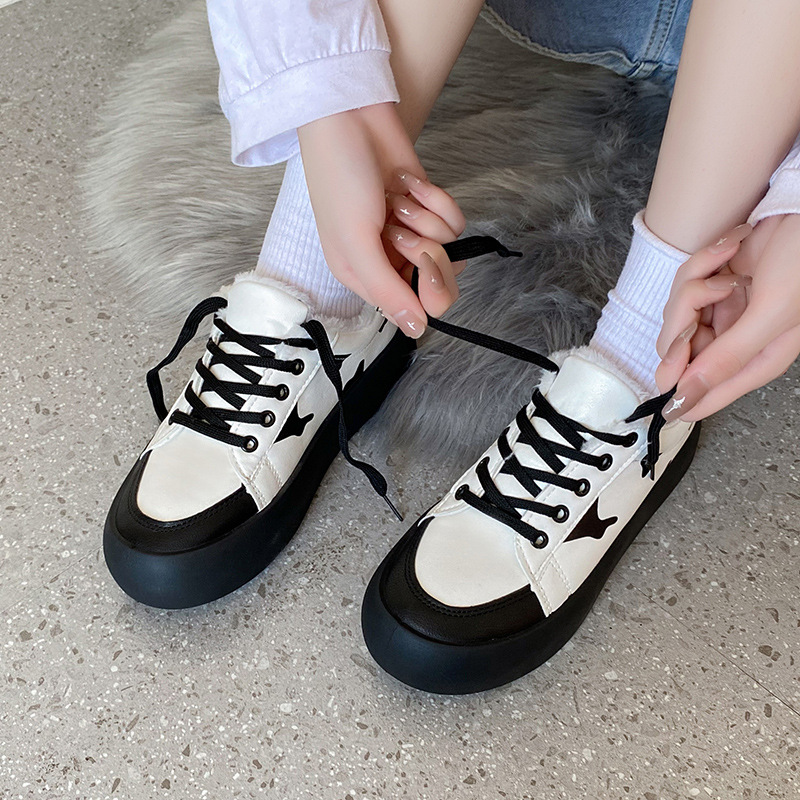 Women&#039;s Cotton-Padded Shoes Winter Fleece-Lined Autumn and Winter New Warm Thickened Korean Style Thick Bottom Student Board Shoes Women&#039;s Shoes