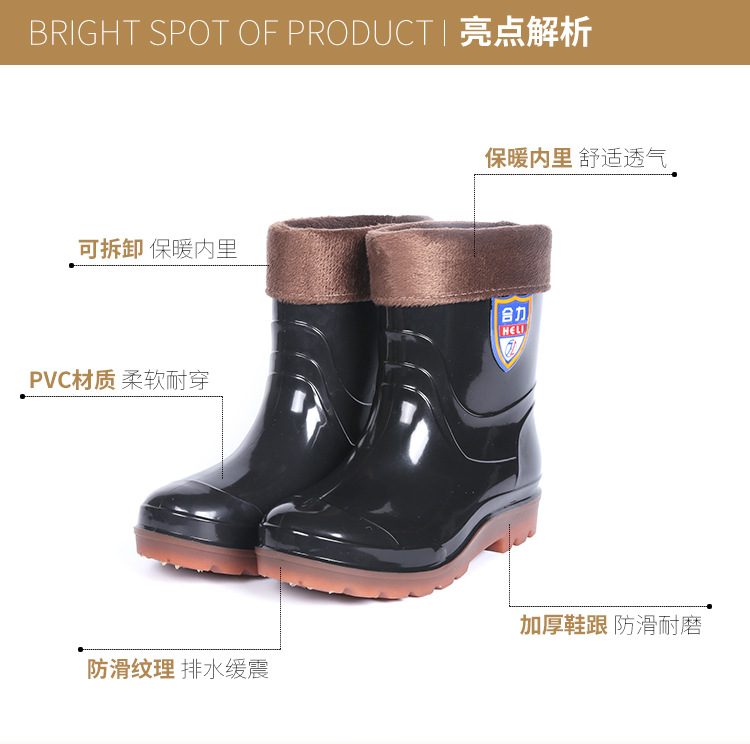 New Men's Rain Boots Low-Cut Rain Boots Men's Fashion Rubber Boots Non-Slip Wear-Resistant Tendon Sole Labor Protection Shoes Wholesale