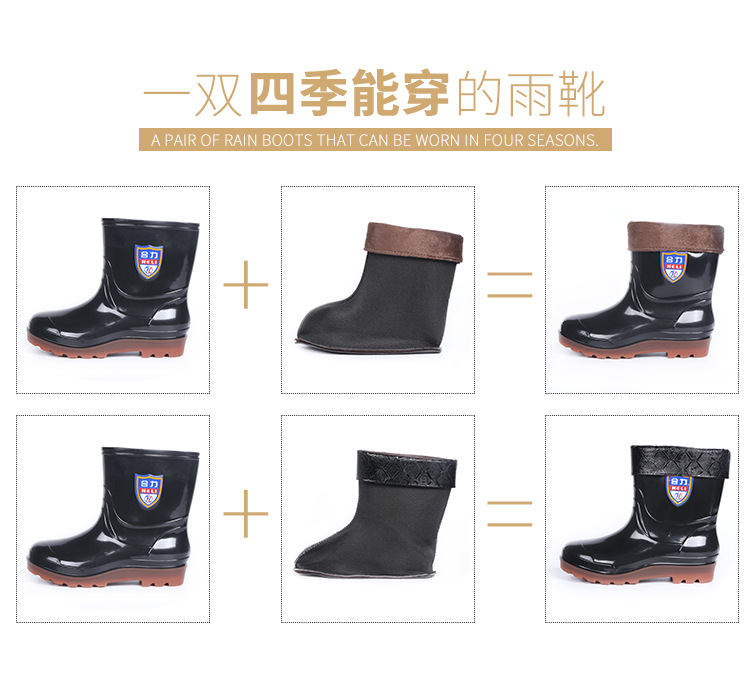 New Men's Rain Boots Low-Cut Rain Boots Men's Fashion Rubber Boots Non-Slip Wear-Resistant Tendon Sole Labor Protection Shoes Wholesale