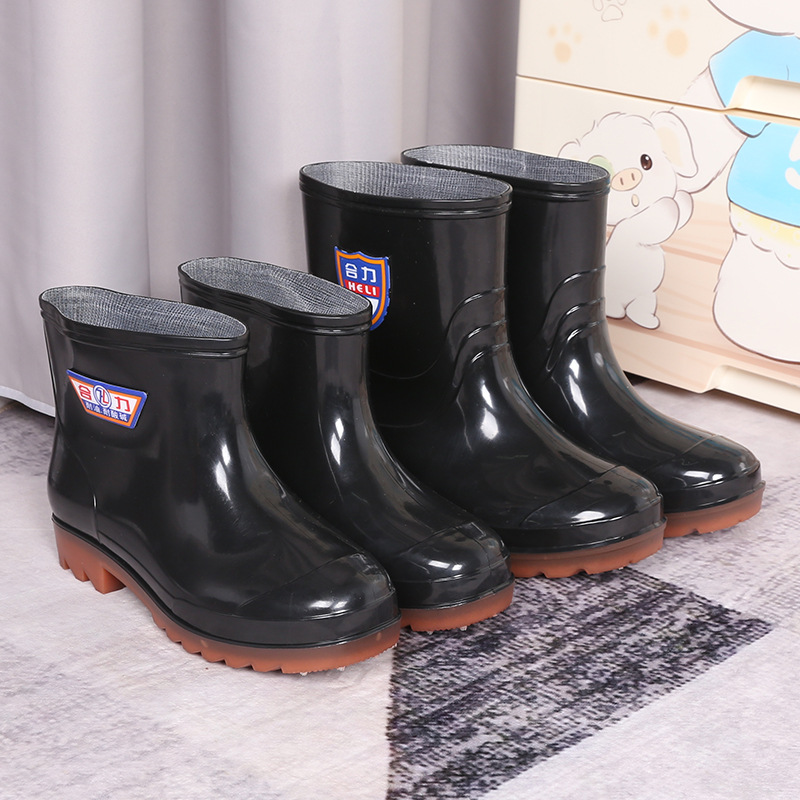 New Men's Rain Boots Low-Cut Rain Boots Men's Fashion Rubber Boots Non-Slip Wear-Resistant Tendon Sole Labor Protection Shoes Wholesale