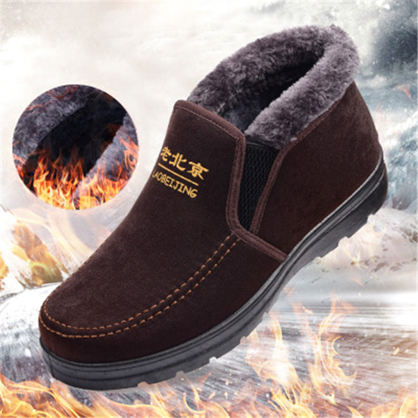 Old Beijing cloth shoes men&#039;s cotton-padded shoes winter extra fleece warm boots to help thicken father shoes with soft