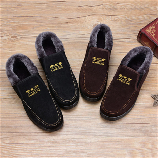 Old Beijing cloth shoes men&#039;s cotton-padded shoes winter extra fleece warm boots to help thicken father shoes with soft
