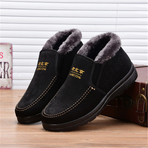 Old Beijing cloth shoes men&#039;s cotton-padded shoes winter extra fleece warm boots to help thicken father shoes with soft