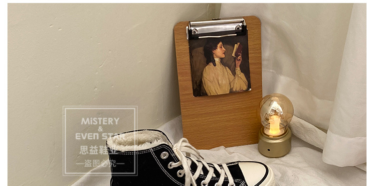 Twilight Evenstar Vintage 1970s Cotton-Padded Shoes Female Winter Students Korean Style Fleece-Lined Black High-Top Shoes Female
