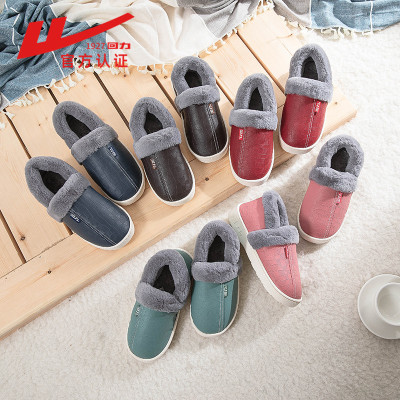 Pull Back Cotton Slippers Men&#039;s Bag Winter Match PU Leather Surface Waterproof Indoor Home Non-Slip Home Insulated Cotton-Padded Shoes Women&#039;s Winter