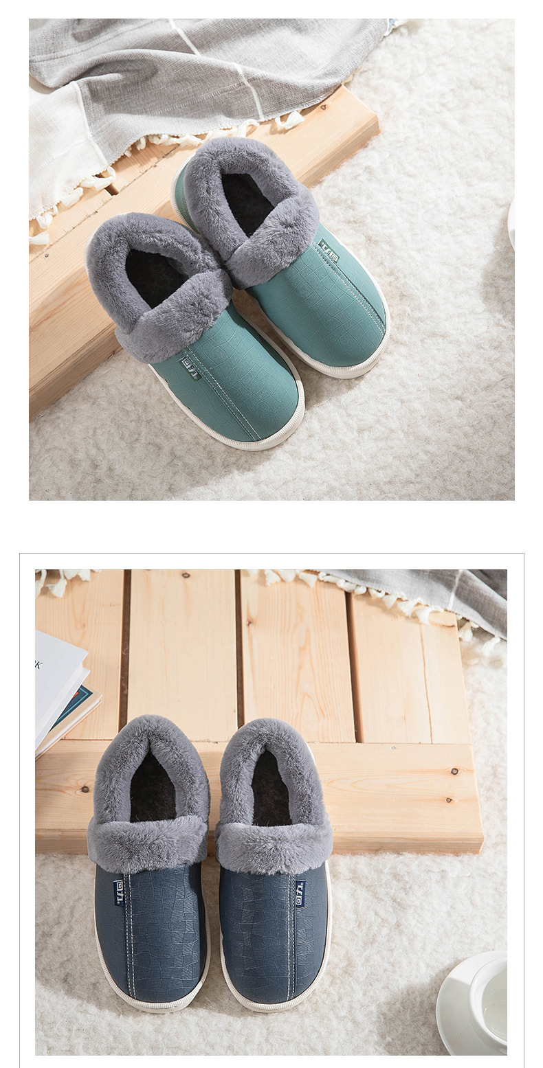 Pull Back Cotton Slippers Men's Bag Winter Match PU Leather Surface Waterproof Indoor Home Non-Slip Home Insulated Cotton-Padded Shoes Women's Winter Pull Back Cotton Slippers Men's Bag Winter Match PU Leather Surface Waterproof Indoor Home Non-Slip Home Insulated Cotton-Padded Shoes Women's Winter