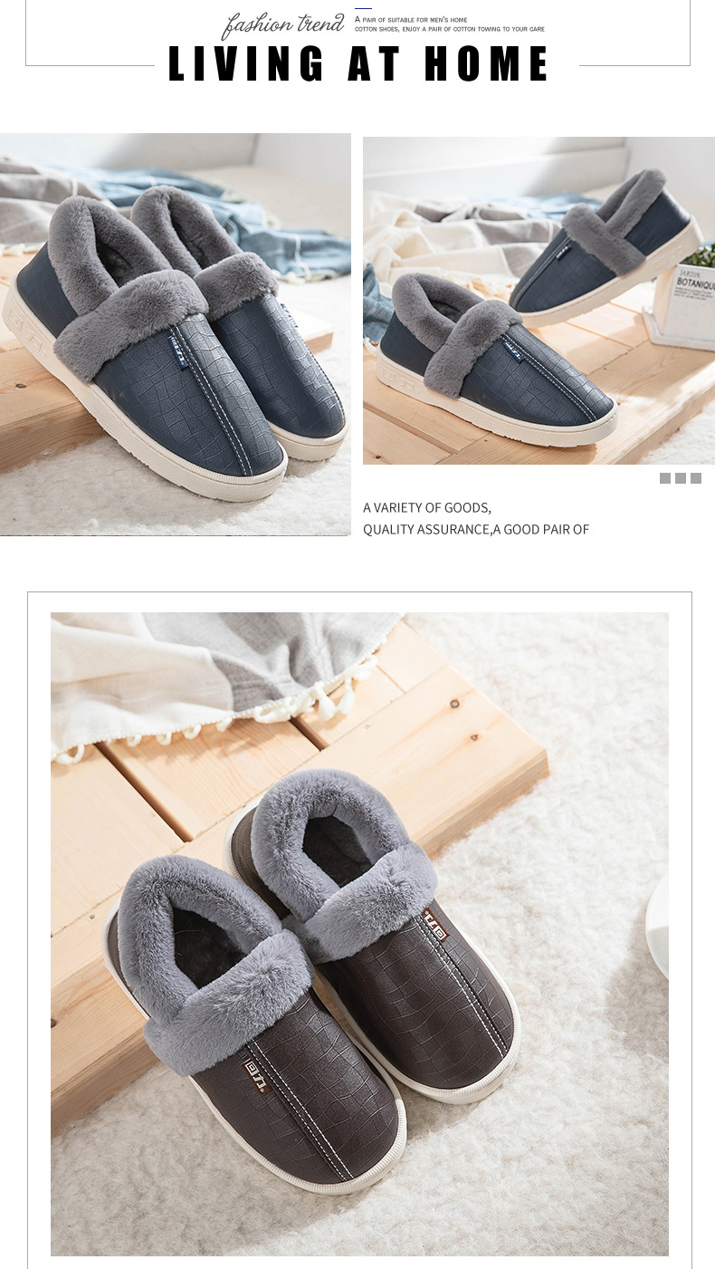 Pull Back Cotton Slippers Men's Bag Winter Match PU Leather Surface Waterproof Indoor Home Non-Slip Home Insulated Cotton-Padded Shoes Women's Winter Pull Back Cotton Slippers Men's Bag Winter Match PU Leather Surface Waterproof Indoor Home Non-Slip Home Insulated Cotton-Padded Shoes Women's Winter