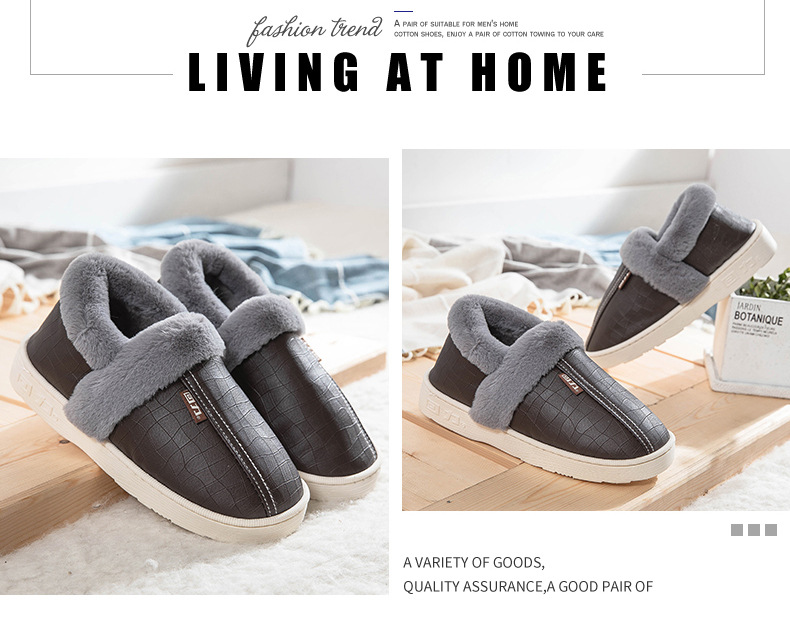 Pull Back Cotton Slippers Men's Bag Winter Match PU Leather Surface Waterproof Indoor Home Non-Slip Home Insulated Cotton-Padded Shoes Women's Winter Pull Back Cotton Slippers Men's Bag Winter Match PU Leather Surface Waterproof Indoor Home Non-Slip Home Insulated Cotton-Padded Shoes Women's Winter