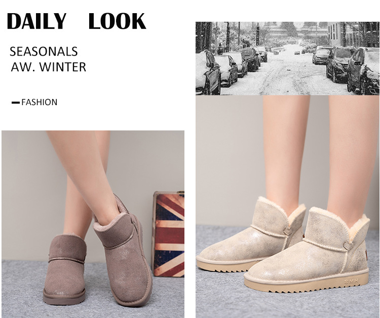 Women's Cotton-Padded Shoes Cross-Border Winter New Korean Style Daily Casual Platform UGG Fleece Lined Padded Warm Keeping Snow Boots for Women
