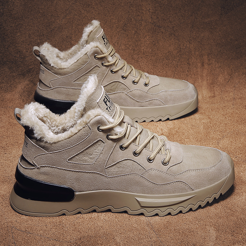 Men&#039;s Shoes 2021 New Winter Fleece-Lined High-Top Shoes Insulated Cotton-Padded Shoes Men&#039;s Mid-Top Casual Sneakers Versatile Fashion Shoes