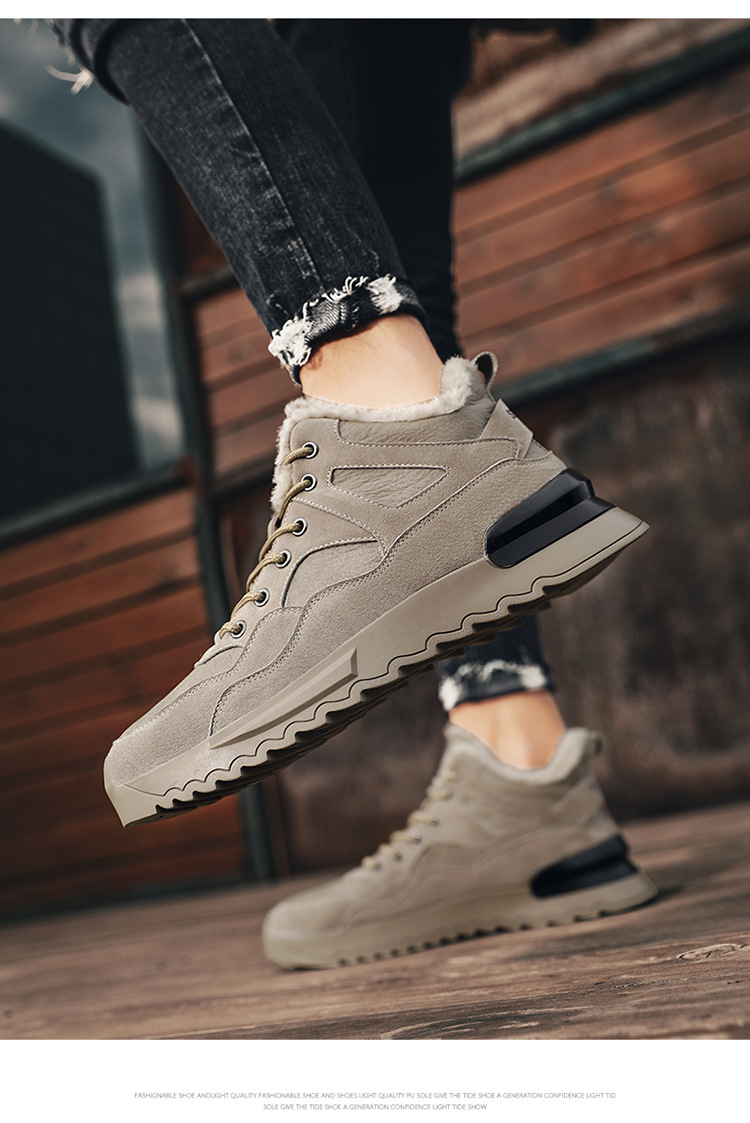 Men's Shoes 2021 New Winter Fleece-Lined High-Top Shoes Insulated Cotton-Padded Shoes Men's Mid-Top Casual Sneakers Versatile Fashion Shoes