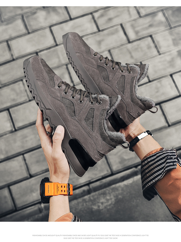 Men's Shoes 2021 New Winter Fleece-Lined High-Top Shoes Insulated Cotton-Padded Shoes Men's Mid-Top Casual Sneakers Versatile Fashion Shoes