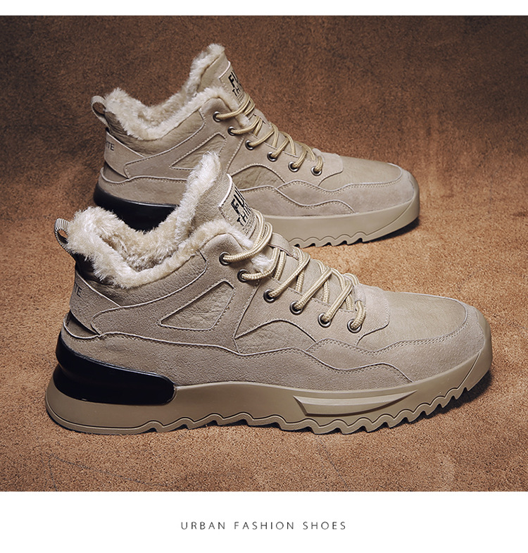 Men's Shoes 2021 New Winter Fleece-Lined High-Top Shoes Insulated Cotton-Padded Shoes Men's Mid-Top Casual Sneakers Versatile Fashion Shoes