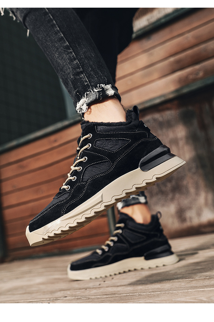 Men's Shoes 2021 New Winter Fleece-Lined High-Top Shoes Insulated Cotton-Padded Shoes Men's Mid-Top Casual Sneakers Versatile Fashion Shoes