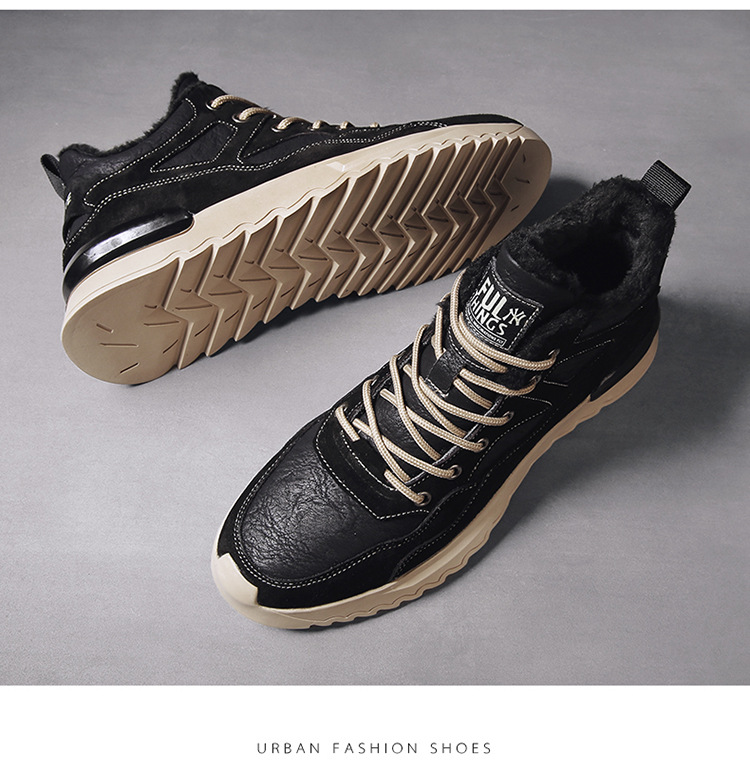 Men's Shoes 2021 New Winter Fleece-Lined High-Top Shoes Insulated Cotton-Padded Shoes Men's Mid-Top Casual Sneakers Versatile Fashion Shoes