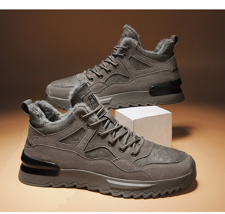 Men's Shoes 2021 New Winter Fleece-Lined High-Top Shoes Insulated Cotton-Padded Shoes Men's Mid-Top Casual Sneakers Versatile Fashion Shoes