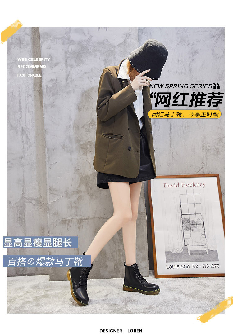 Super Hot All-Matching Ins Fleece Dr. Martens Boots Women's British 2020 Winter New Student Thick Bottom and Warm Keeping Ankle Boots Cotton-Padded Shoes